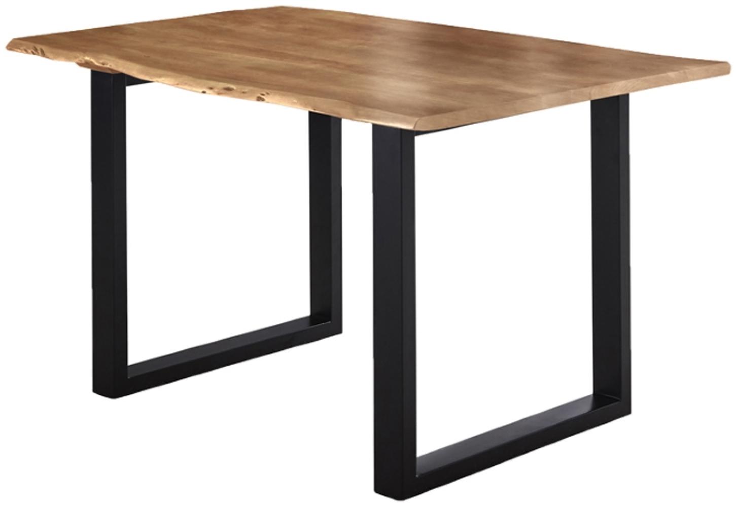 Esstisch Baumkante massiv Akazie natur 160x85 U-Gestell schwarz LUBIN 527324 Bild 1