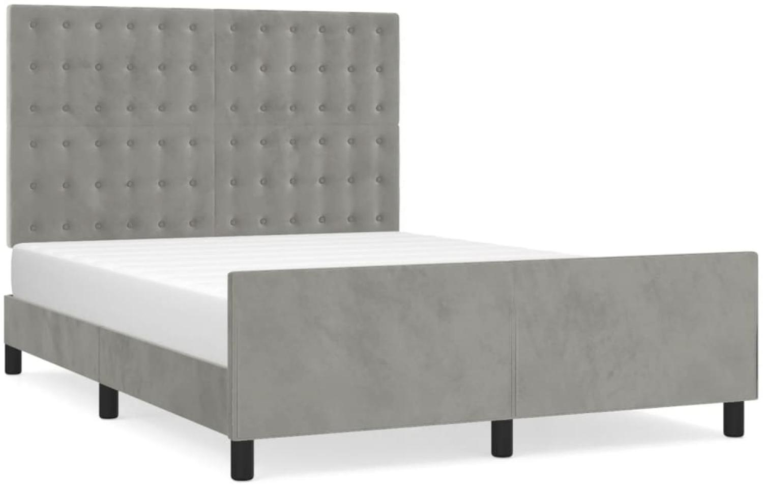 vidaXL Bettgestell mit Kopfteil Samt Hellgrau 140x190 cm, Härtegrad: H2 [3125995] Bild 1