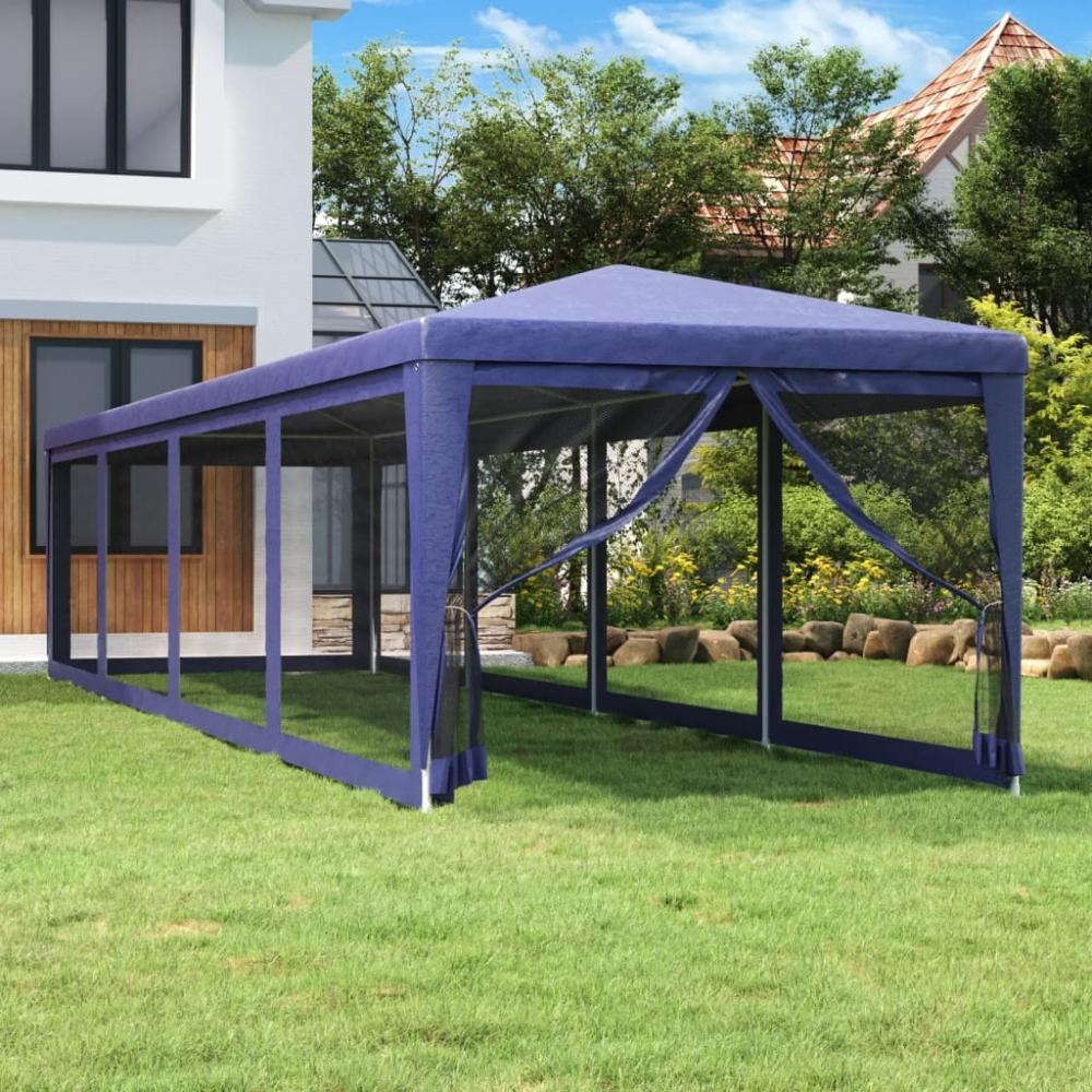 vidaXL Partyzelt mit 10 Mesh-Seitenwänden Blau 3x12 m HDPE 319247 Bild 1