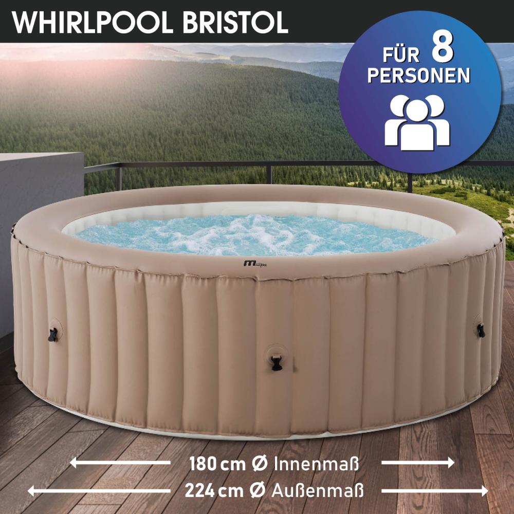 BRAST 'MSpa Bristol' Whirlpool aufblasbar, für 8 Personen, In- Outdoor Pool, Ganzjähriger Einsatz, inkl. Energiespar-Timer, Braun, Ø 224 x 70 cm Bild 1