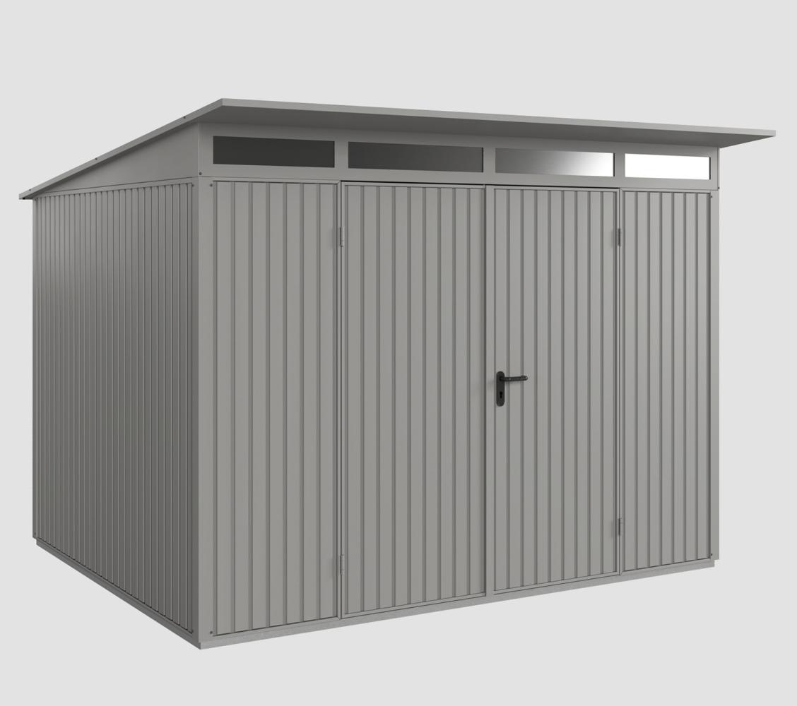 Hörmann Ecostar Metall-Gerätehaus Trend mit Pultdach Typ 3, 238x303 cm , graualuminium, 7,2 m²,2-flüglige Tür Bild 1