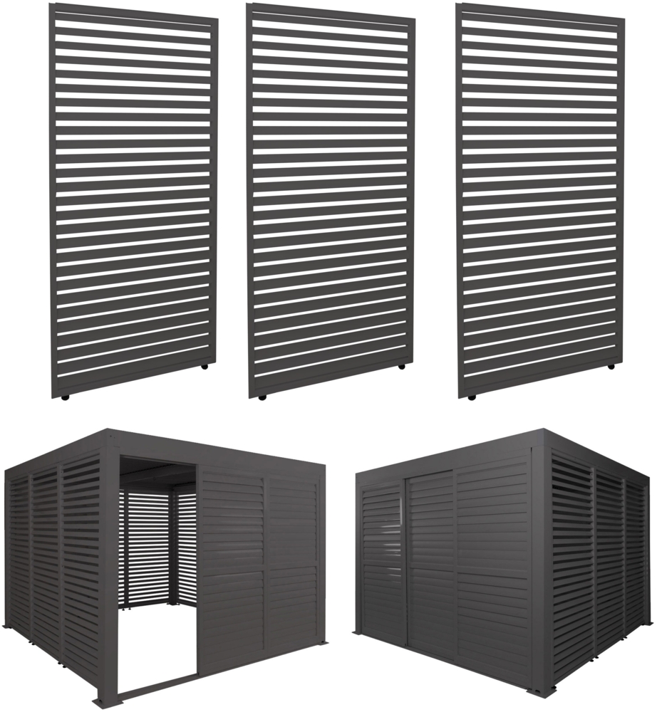 3er-Set Aluminium Paneele für Pergola HWC-L46, Terrassenüberdachung, Lamellenpaneel Modul, 204x271cm ~ anthrazit Bild 1