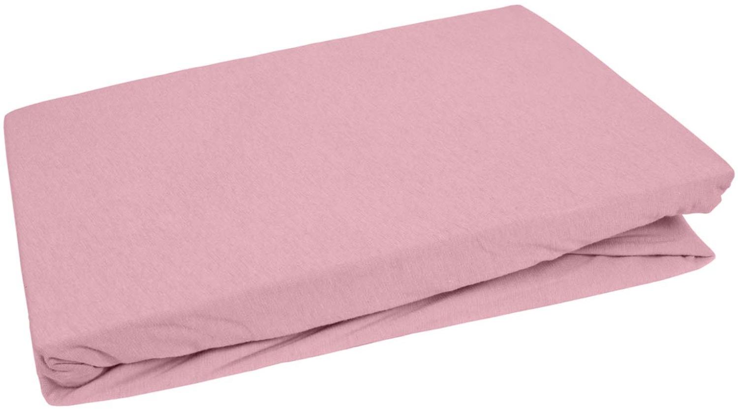 Bettwaesche-mit-Stil Jersey Spannbettlaken kreide rosa 90 – 100 x200cm Höhe bis 30cm Bild 1