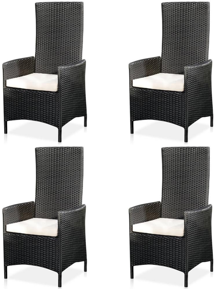 4XGarten hochlehner Sessel + Kissen Stuhl Balkon Sitzmöbel Rattansessel schwarz Bild 1