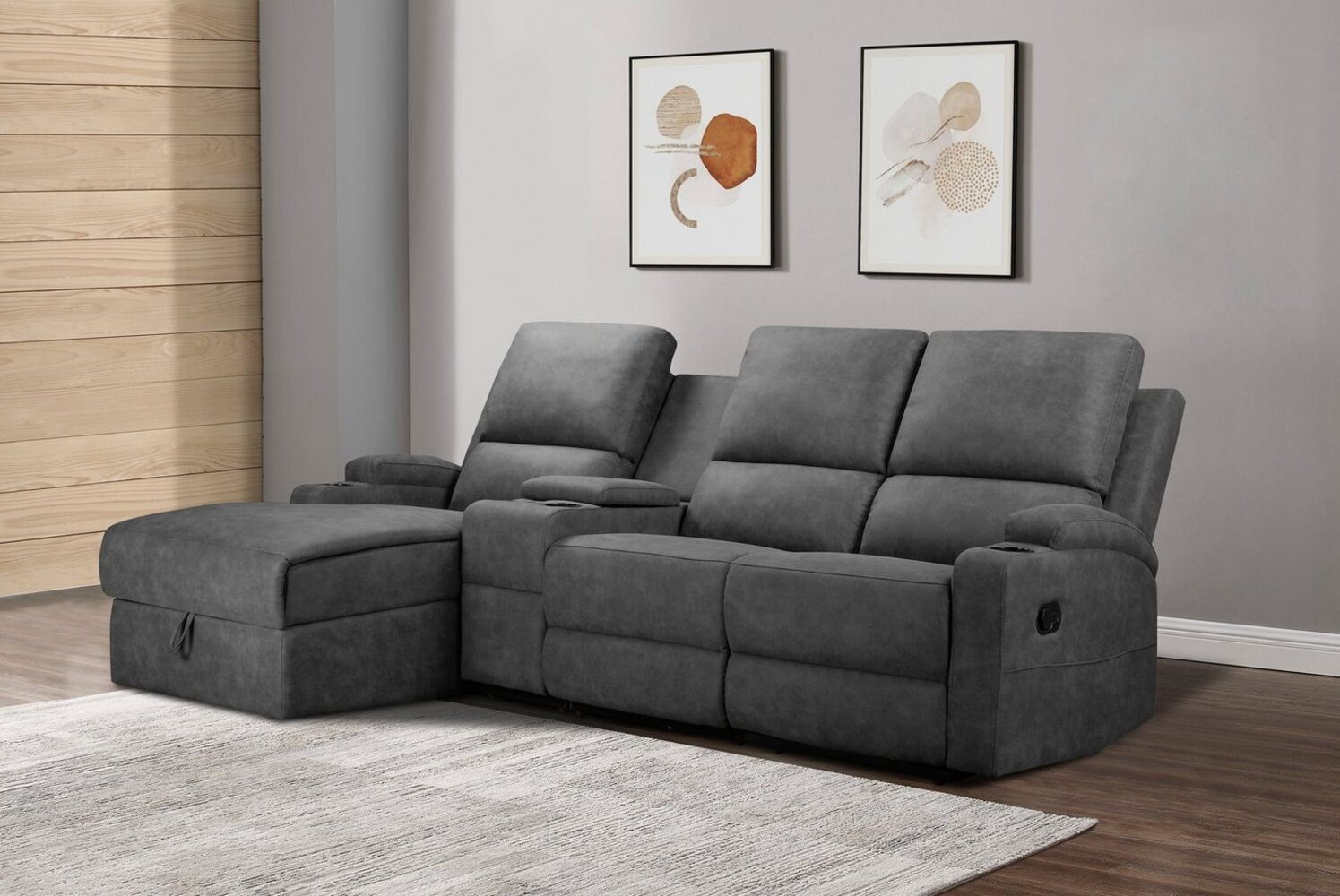 Home affaire Ecksofa Napori Multimediasofa, 3er Kinosessel XXL, L-Form, Kinosofa mit Relaxfunktion, Getränkehalter, Staufach und Staukasten Bild 1