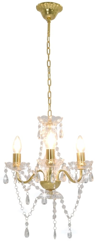vidaXL Kronleuchter mit Perlen Goldfarben Rund 3×E14 281600 Bild 1