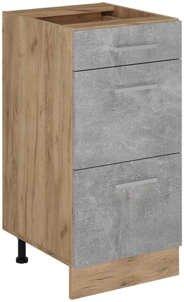Küchenunterschrank R-Line Beton 40 cm mit Schubladen, ohne Arbeitsplatte Vicco Bild 1