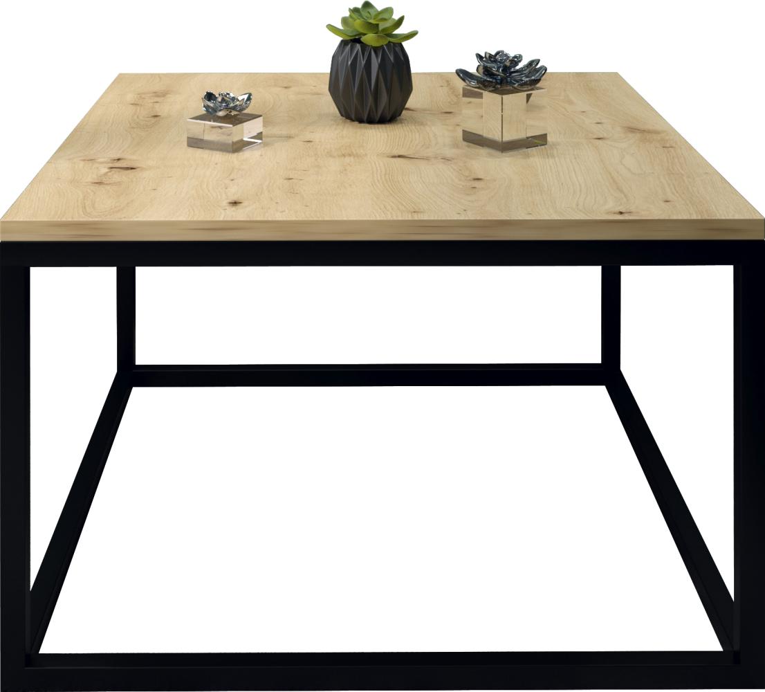 Domando Couchtisch Monterosso Industrial für Wohnzimmer Breite 60cm, pulverbeschichtetes Metallgestell in Schwarz und Artisan Eiche Bild 1