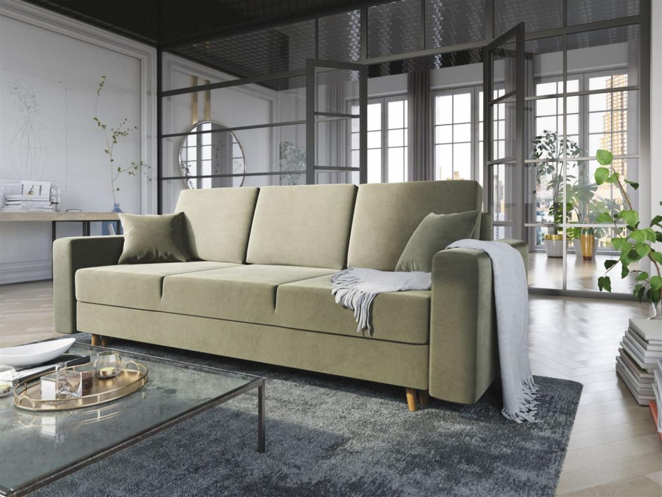 Sofa 3-Sitzer CARDE mit Schlaffunktion Creme Bild 1