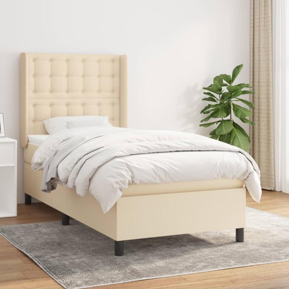 Boxspringbett mit Matratze Stoff Creme 80 x 200 cm, Härtegrad: H2 [3131710] Bild 1