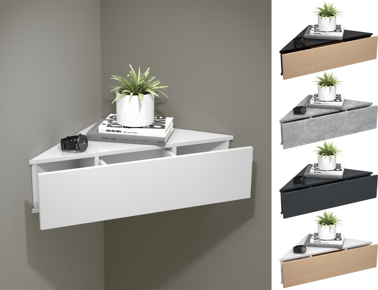 VCM Nachttisch Usal 918297 Schwarz / Honig-Eiche H. 15 x B. 60 x T. 43 cm Bild 1