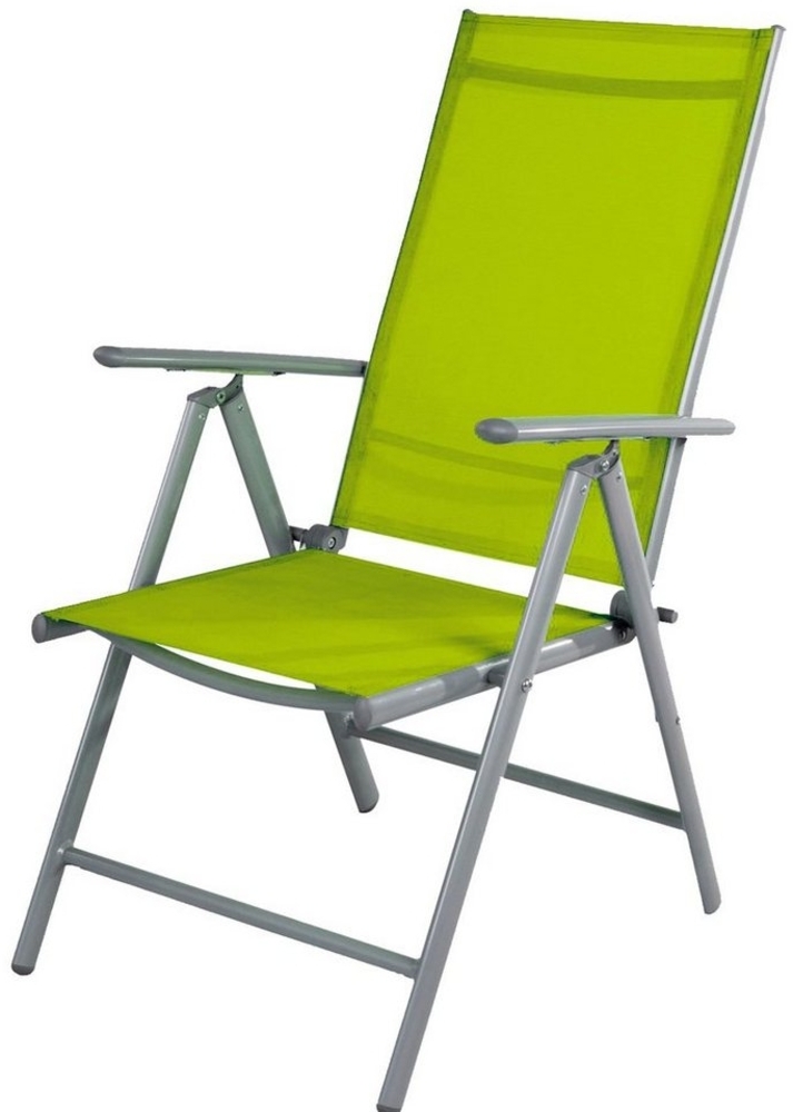 Garten Klappstuhl Gartenstuhl Hochlehner Alu Textilen Silbergrau/Lime Bild 1