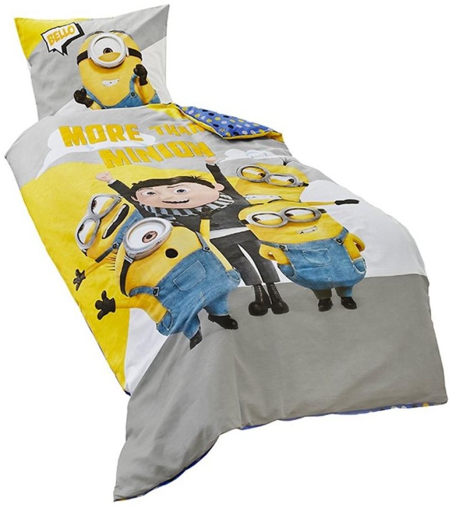 JACK Kinderbettwäsche Minions Renforcé / Linon Bettwäsche 135x200cm Minion 2 tlg. Gru, Renforcé, 2 teilig, Hochwertige Kinder Wendebettwäsche, More than a Minon, Baumwolle Bild 1