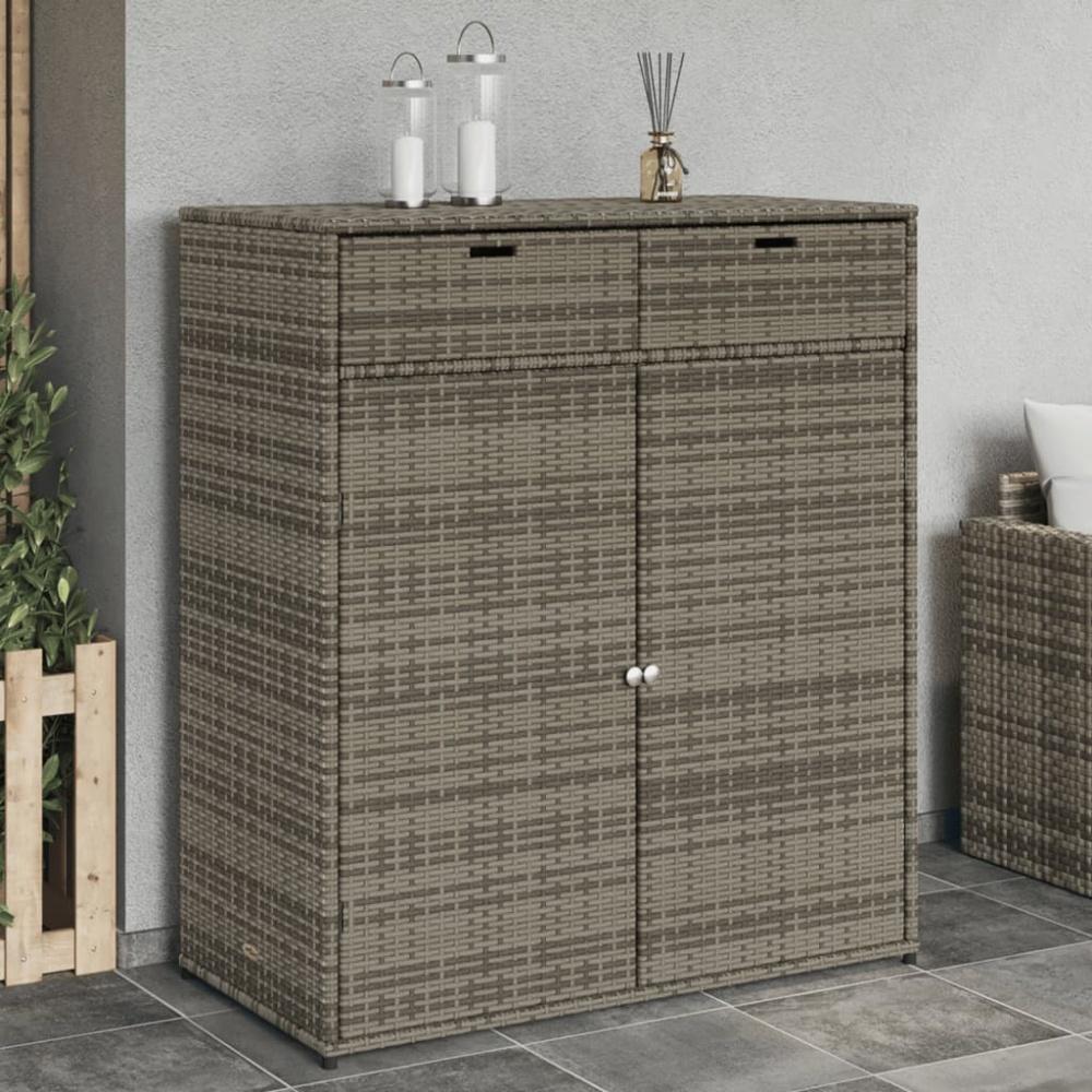 vidaXL Gartenschrank Grau 105x55x113 cm Poly Rattan 365565 Bild 1