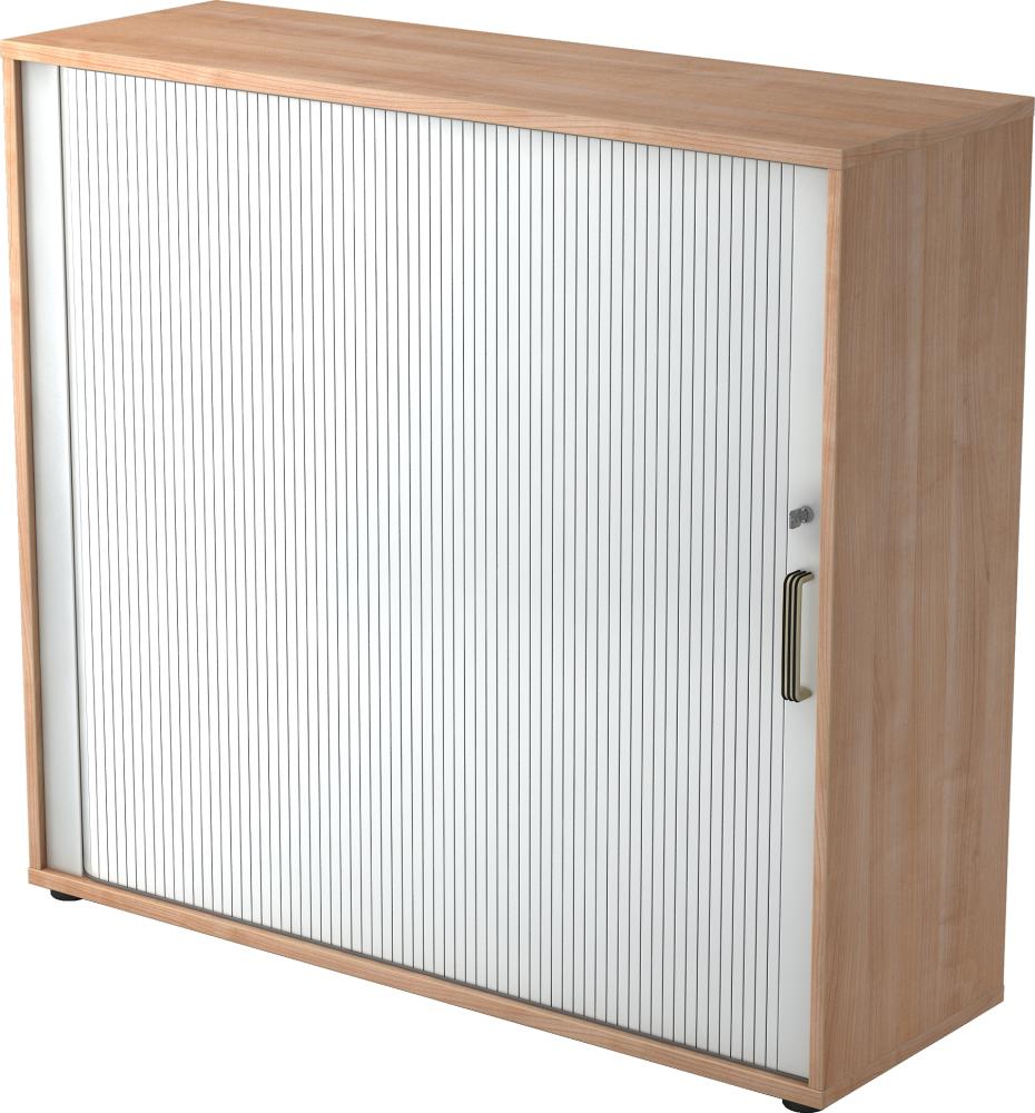 bümö® Rollladenschrank 3 OH abschließbar in Ahorn/Silber mit Streifengriffen Bild 1