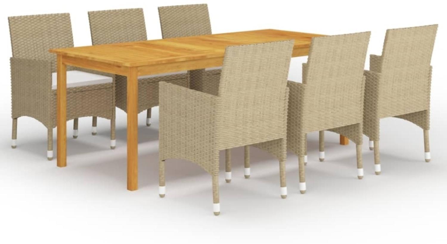 vidaXL 7-tlg. Garten-Essgruppe Beige 3067857 Bild 1