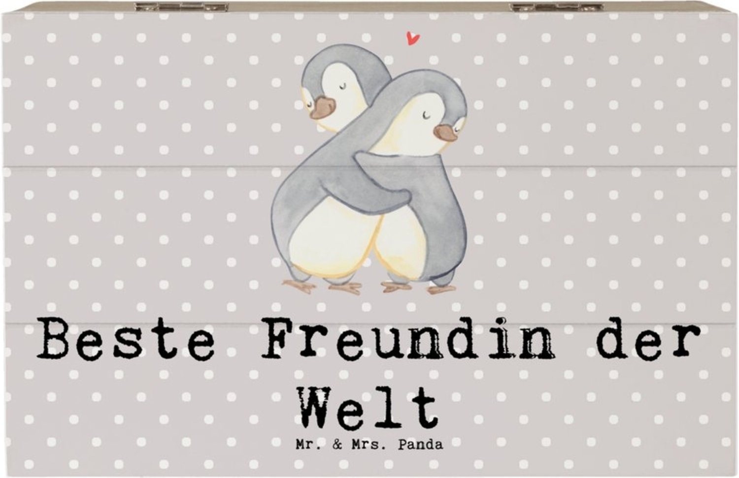 Mr. & Mrs. Panda Dekokiste Pinguin Beste Freundin der Welt 19 x 12 cm - Grau Pastell - Geschenk, (1 St), Einzigartige Motive Bild 1