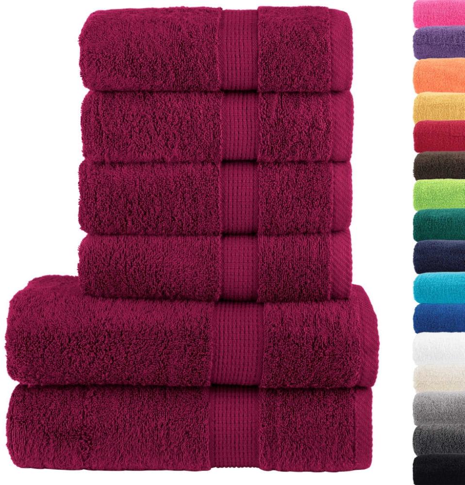 vidaXL 6 tlg. Premium-Handtuch-Set SOLUND Bordeaux 600 g/m² 137556 Bild 1