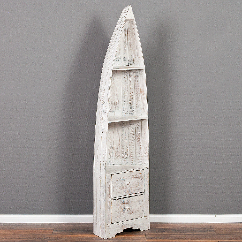 Bootsregal / Bücherregal LACI White Wash 195cm Regal Eckregal Boot Shabby Bild 1