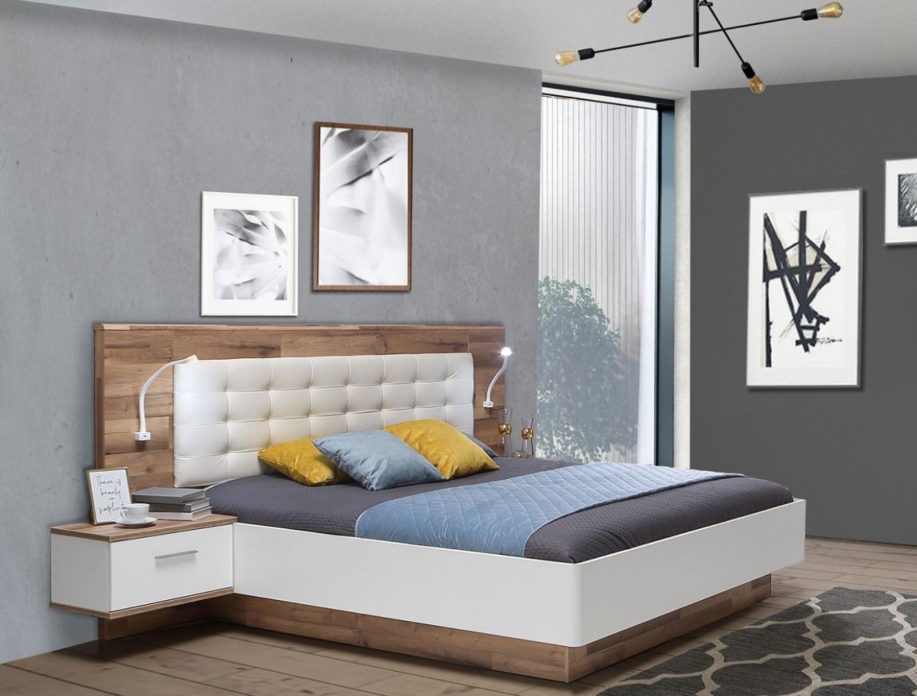 Bett Bettanlage Futonbett Bettgestell 180x200cm stabeiche weiß Mordern Bild 1