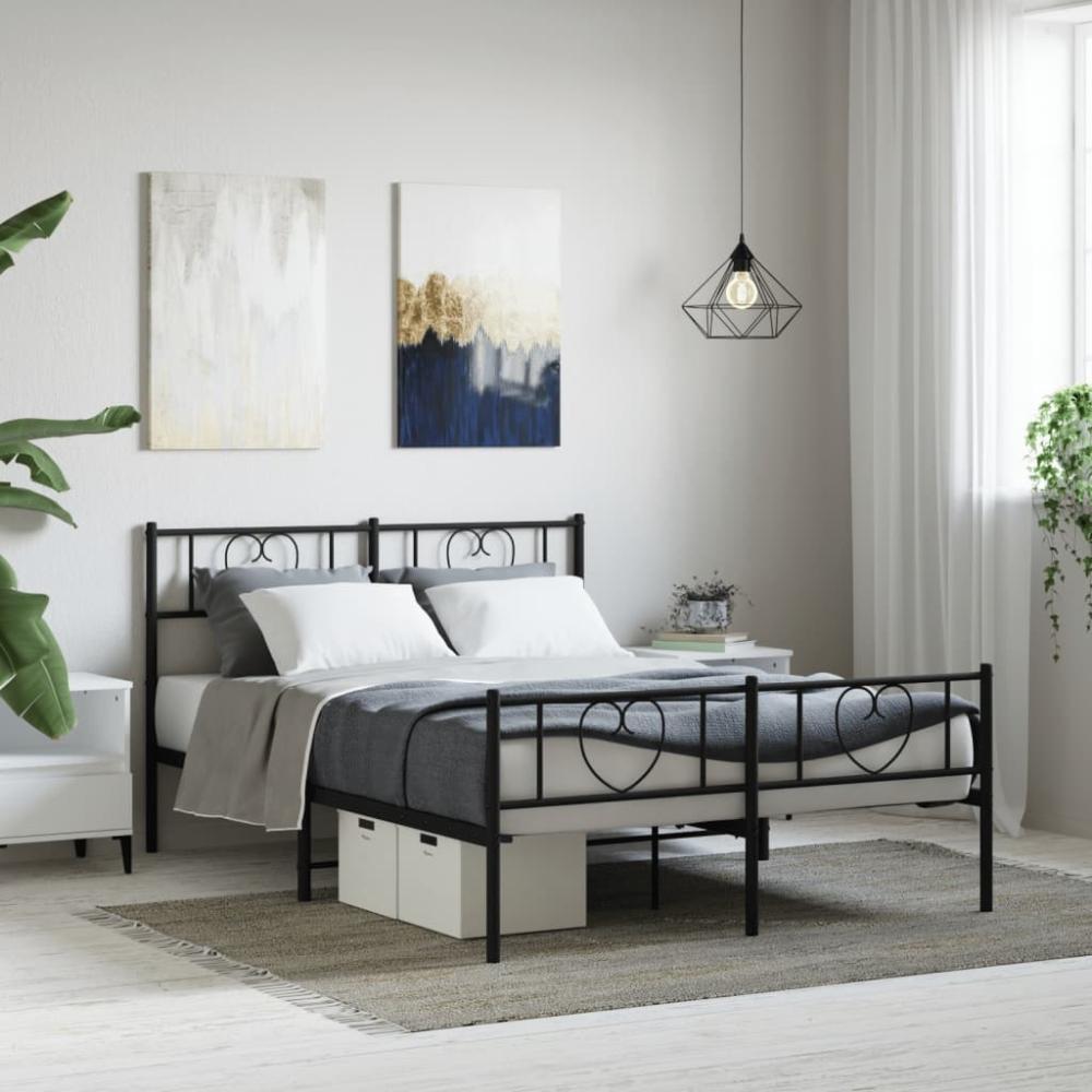 vidaXL Metallbett ohne Matratze mit Fußteil Schwarz 160x200 cm 355484 Bild 1