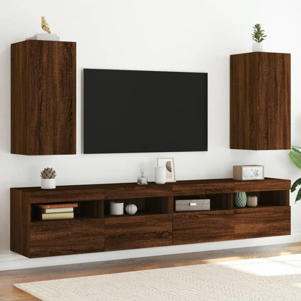 vidaXL TV-Wandschränke mit LED-Leuchten 2 Stk. Braun Eichen-Optik 837245 Bild 1