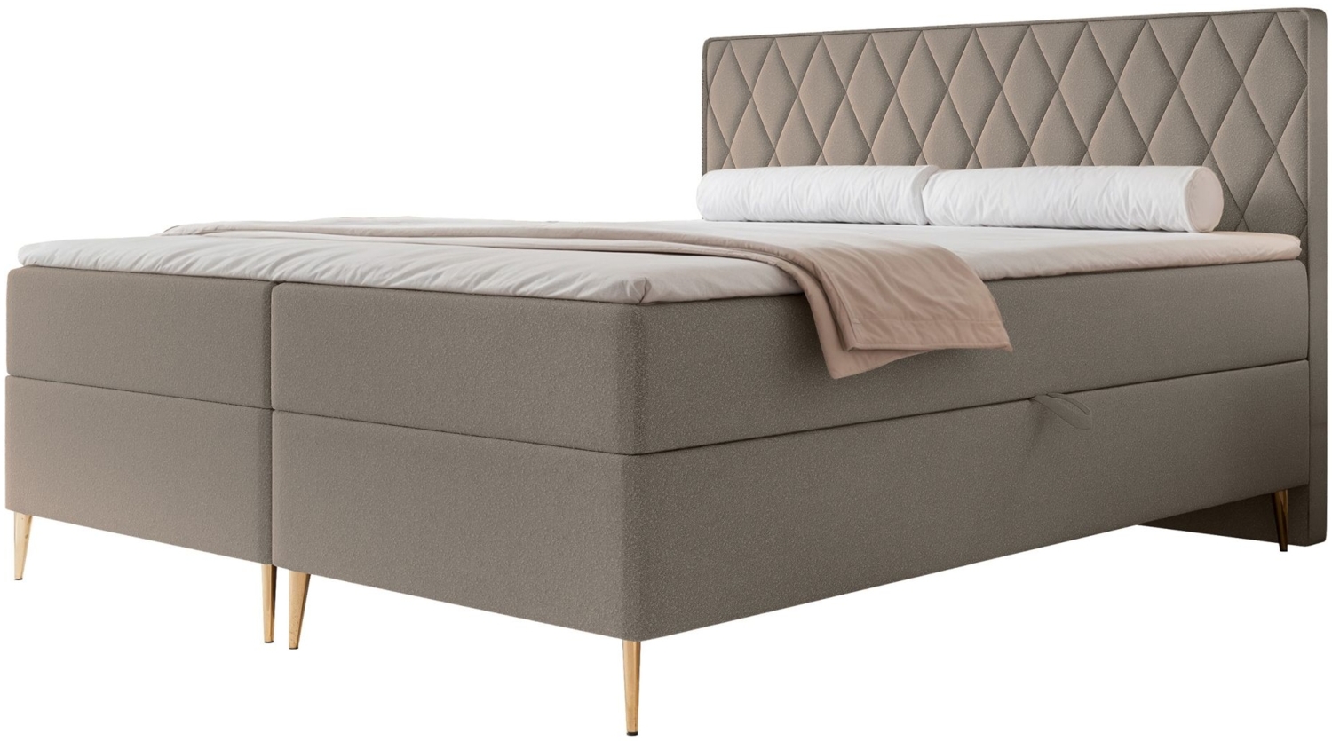 Selsey 'Caresso' Boxspringbett mit Bonellmatratze, Topper, Chenille, hellbraun, 160x200 cm Bild 1