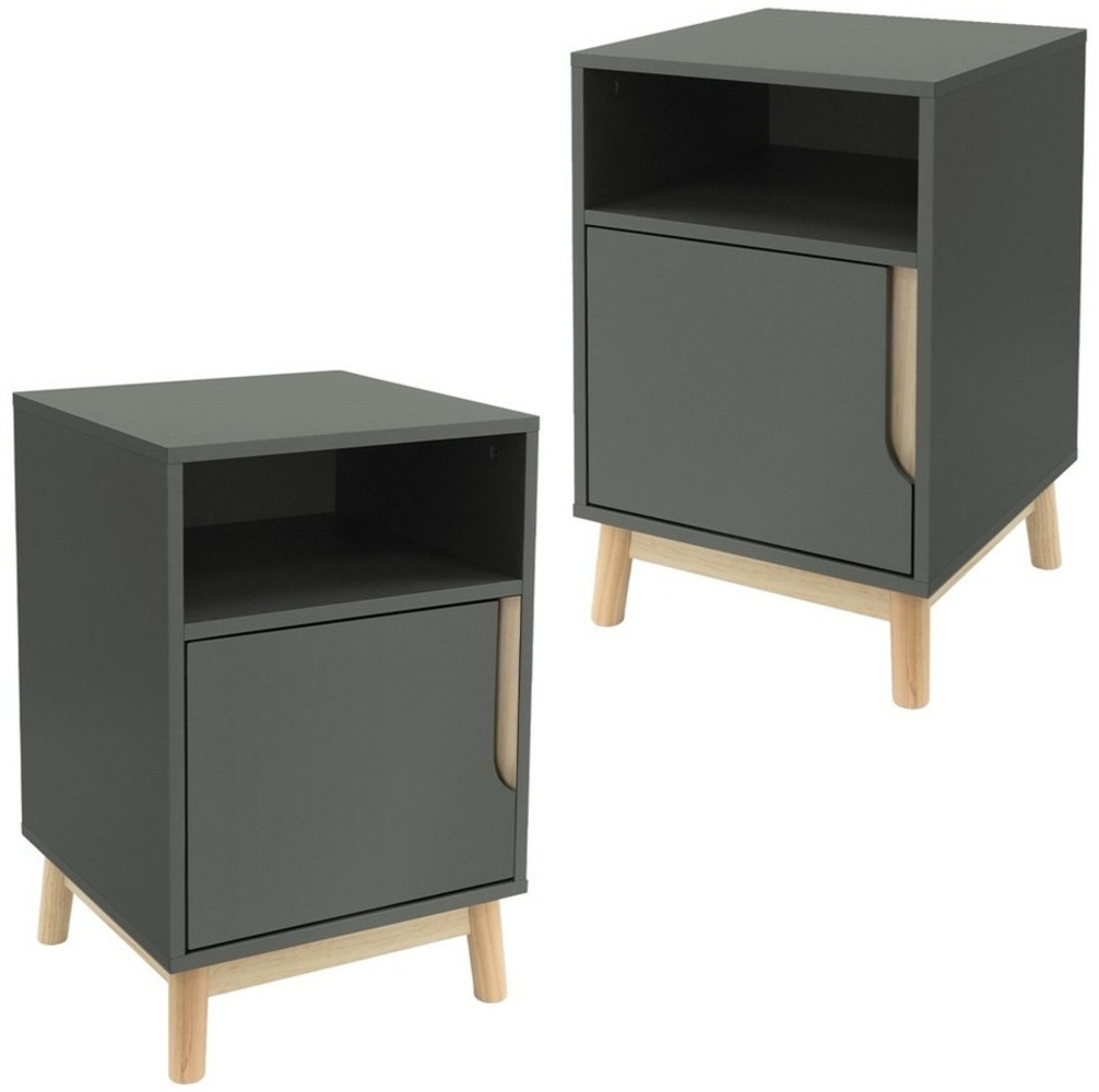 ML-DESIGN Nachttisch Nachtkommode Nachtschrank Nachtkonsole Nachtkästchen für Schlafzimmer (2-St), Beistelltisch Minimalistisch mit Staufach & Ablage MDF Kiefer Bild 1