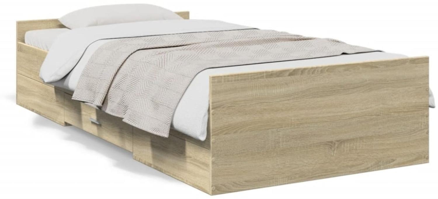 vidaXL Bettgestell mit Schubladen Sonoma-Eiche 75x190 cm Holzwerkstoff 3280351 Bild 1