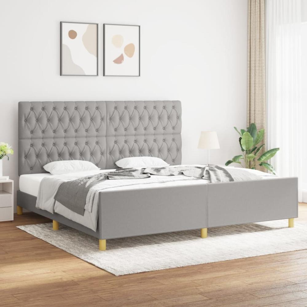 Doppelbett mit Kopfteil Stoff Hellgrau 200 x 200 cm [3125324] Bild 1