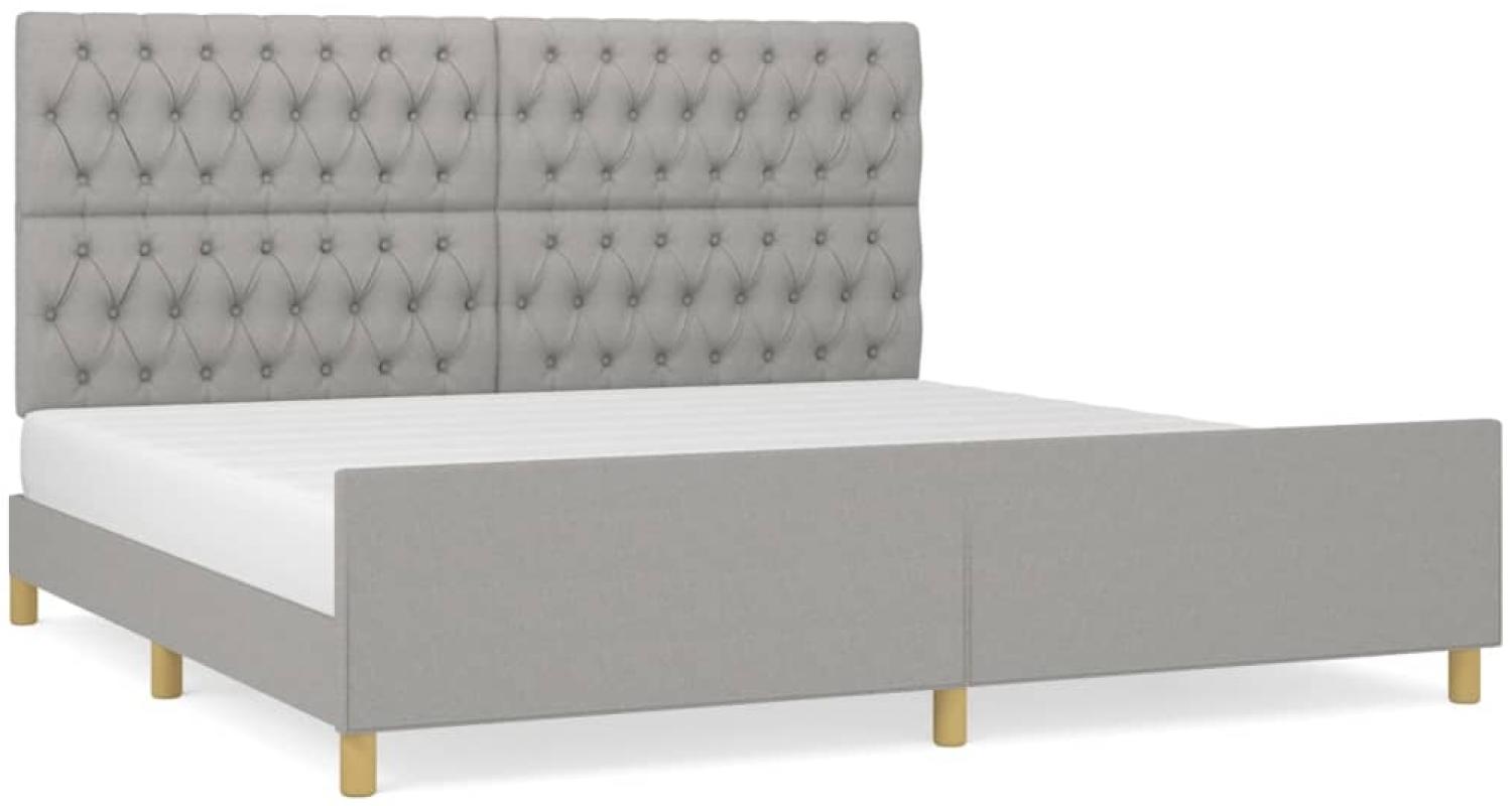 Doppelbett mit Kopfteil Stoff Hellgrau 200x200 cm [3125324] Bild 1