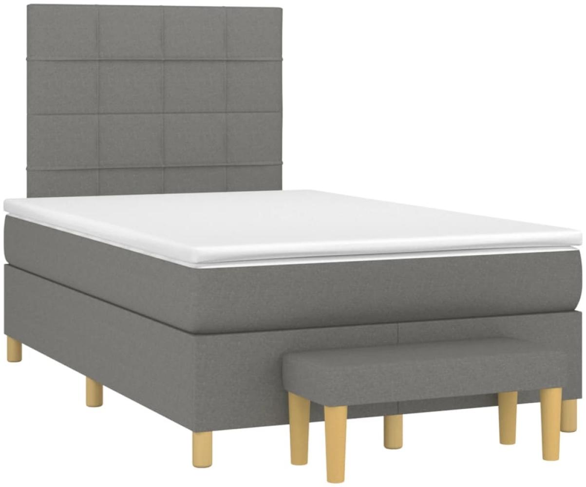 vidaXL Boxspringbett mit Matratze Dunkelgrau 120x190 cm Stoff 3270405 Bild 1