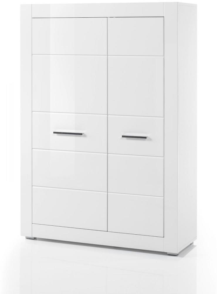 Highboard Carrara in Hochglanz weiß 100 x 142 cm Bild 1