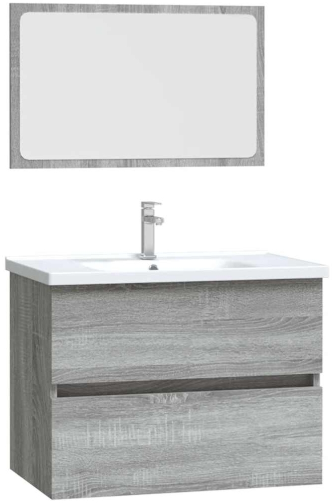 vidaXL 2-tlg. Badmöbel-Set Grau Sonoma Holzwerkstoff 815736 Bild 1