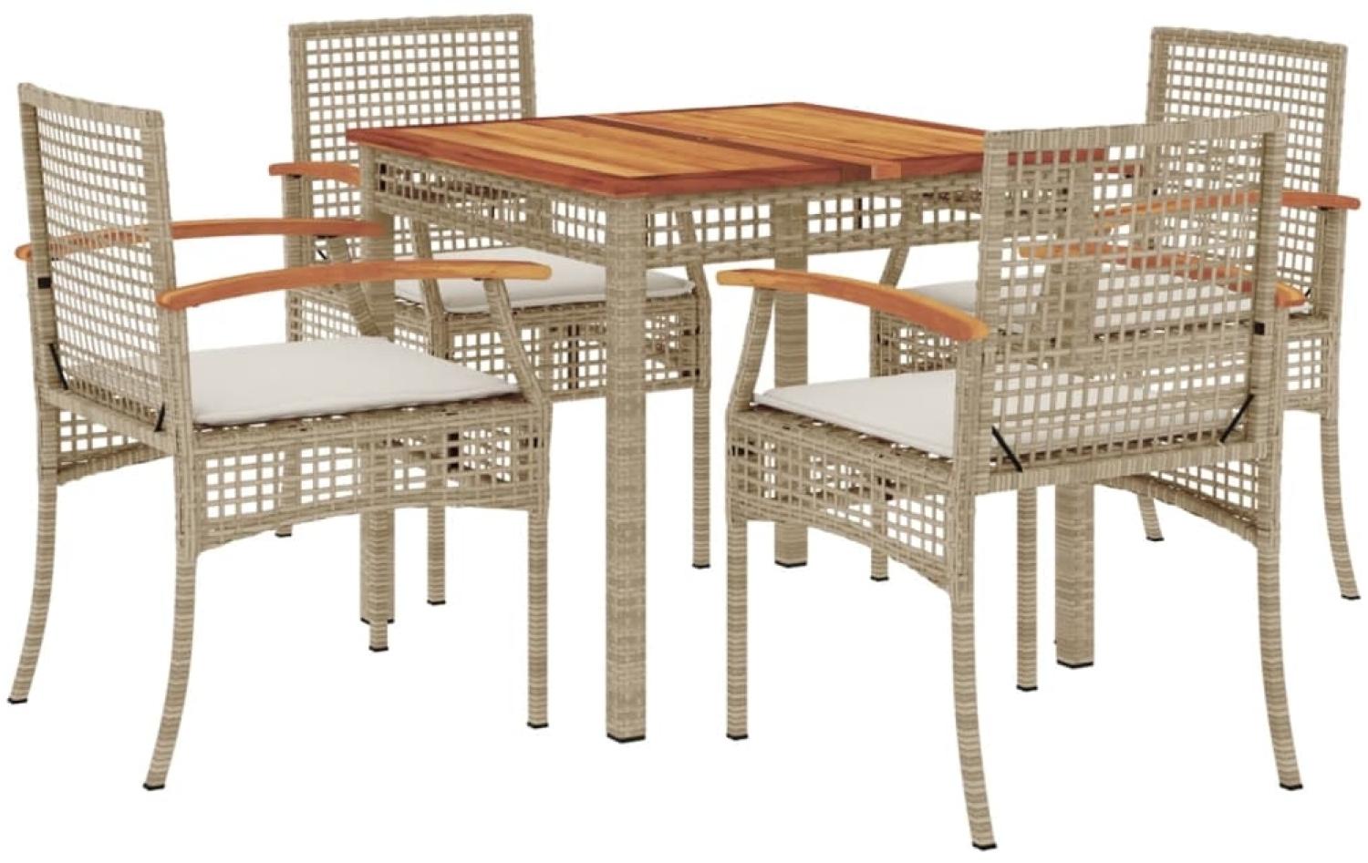 vidaXL 5-tlg. Garten-Essgruppe mit Kissen Beige Poly Rattan 3213579 Bild 1