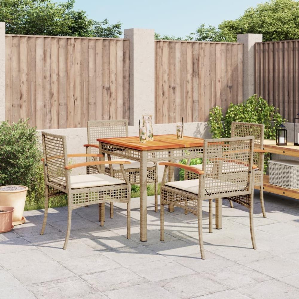 vidaXL 5-tlg. Garten-Essgruppe mit Kissen Beige Poly Rattan 3213579 Bild 1