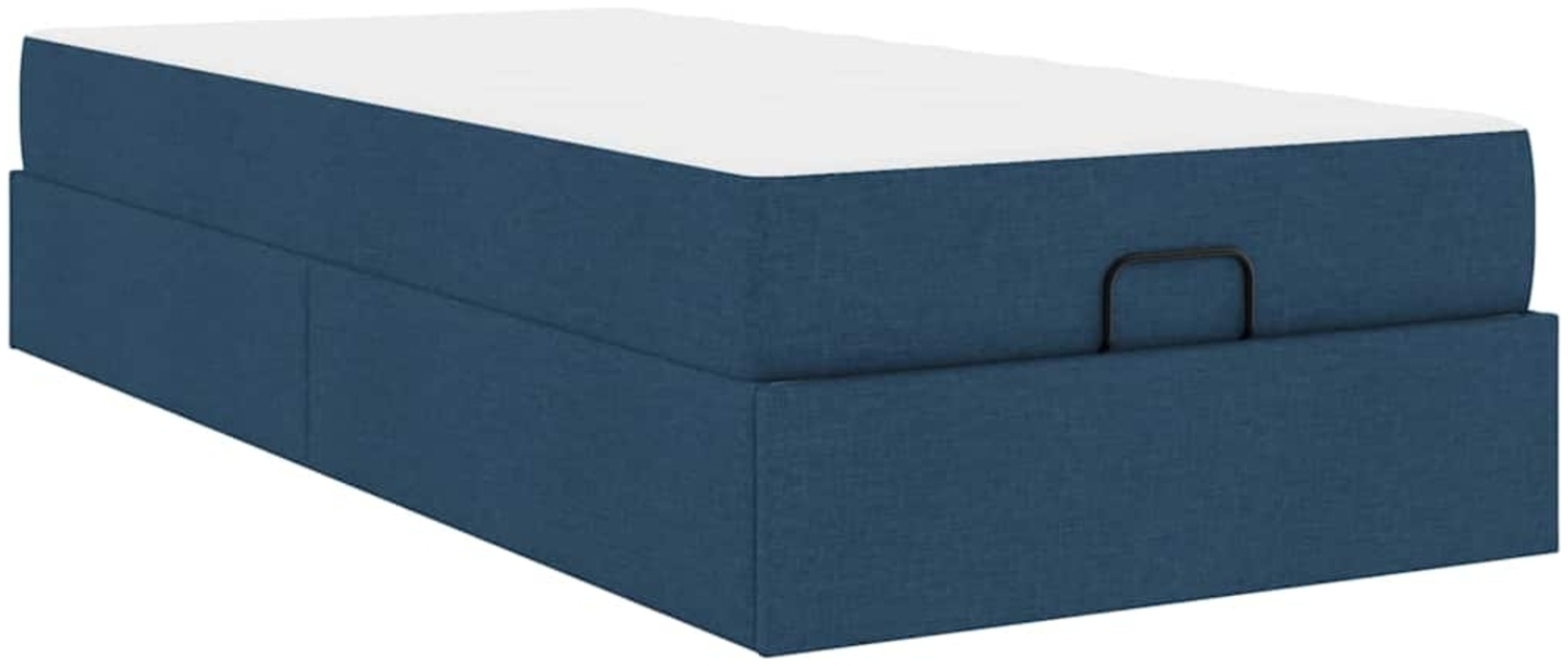 vidaXL Bettgestell mit Matratze Blau 100 x 200 cm Stoff 3399472 Bild 1