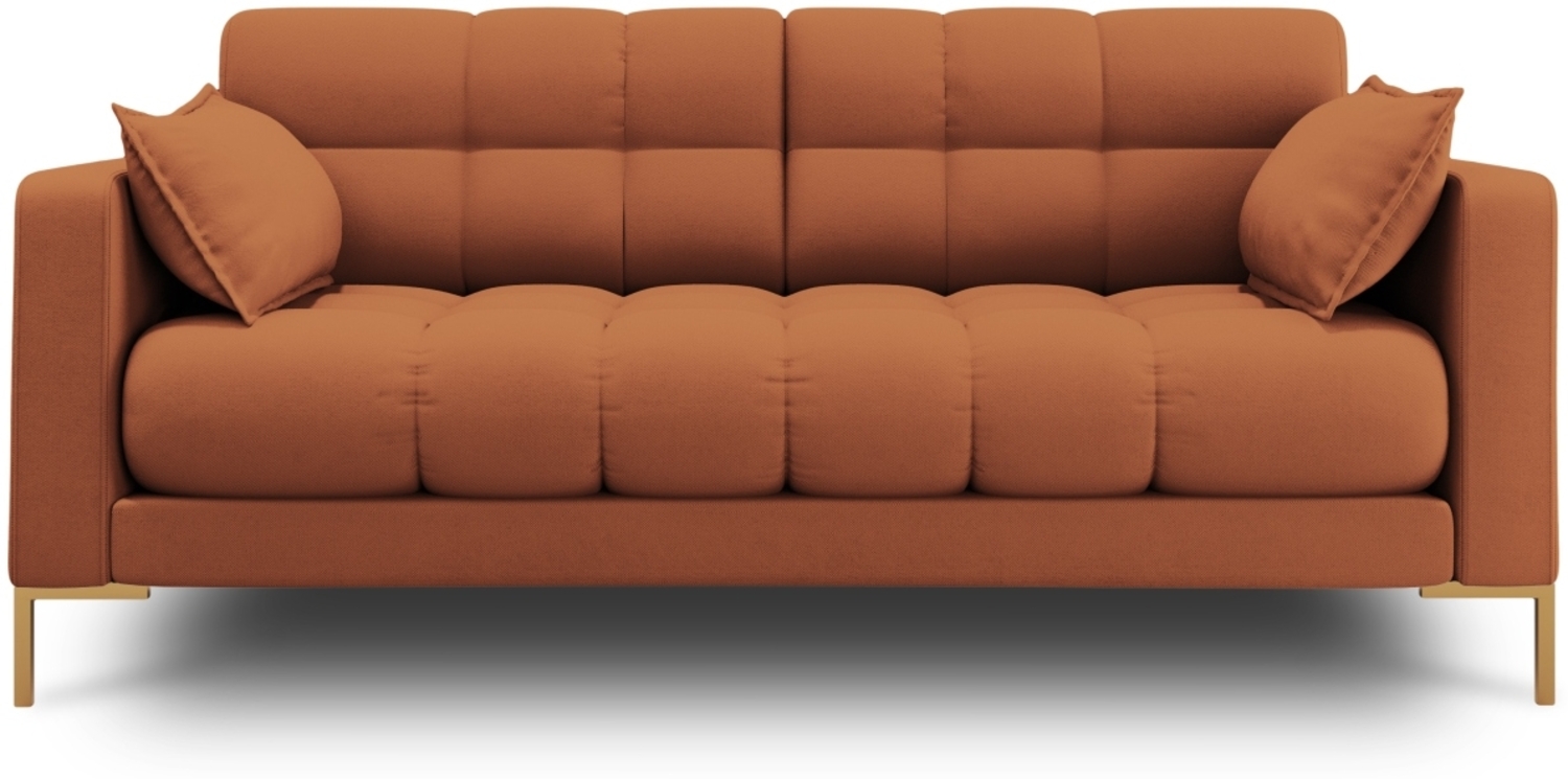 Micadoni Sofa Mamaia 2-Sitzer Strukturierter Stoff Ziegel Metall Gold Bild 1