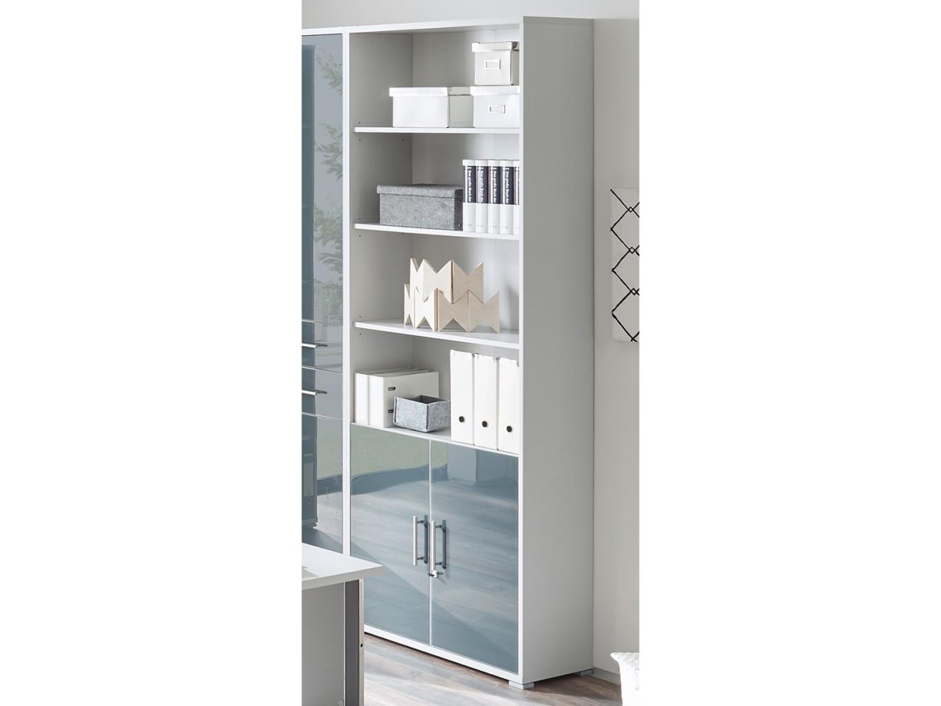 Aktenschrank >Olivia< in lichtgrau aus Glas - 79x220x35cm (BxHxT) Bild 1