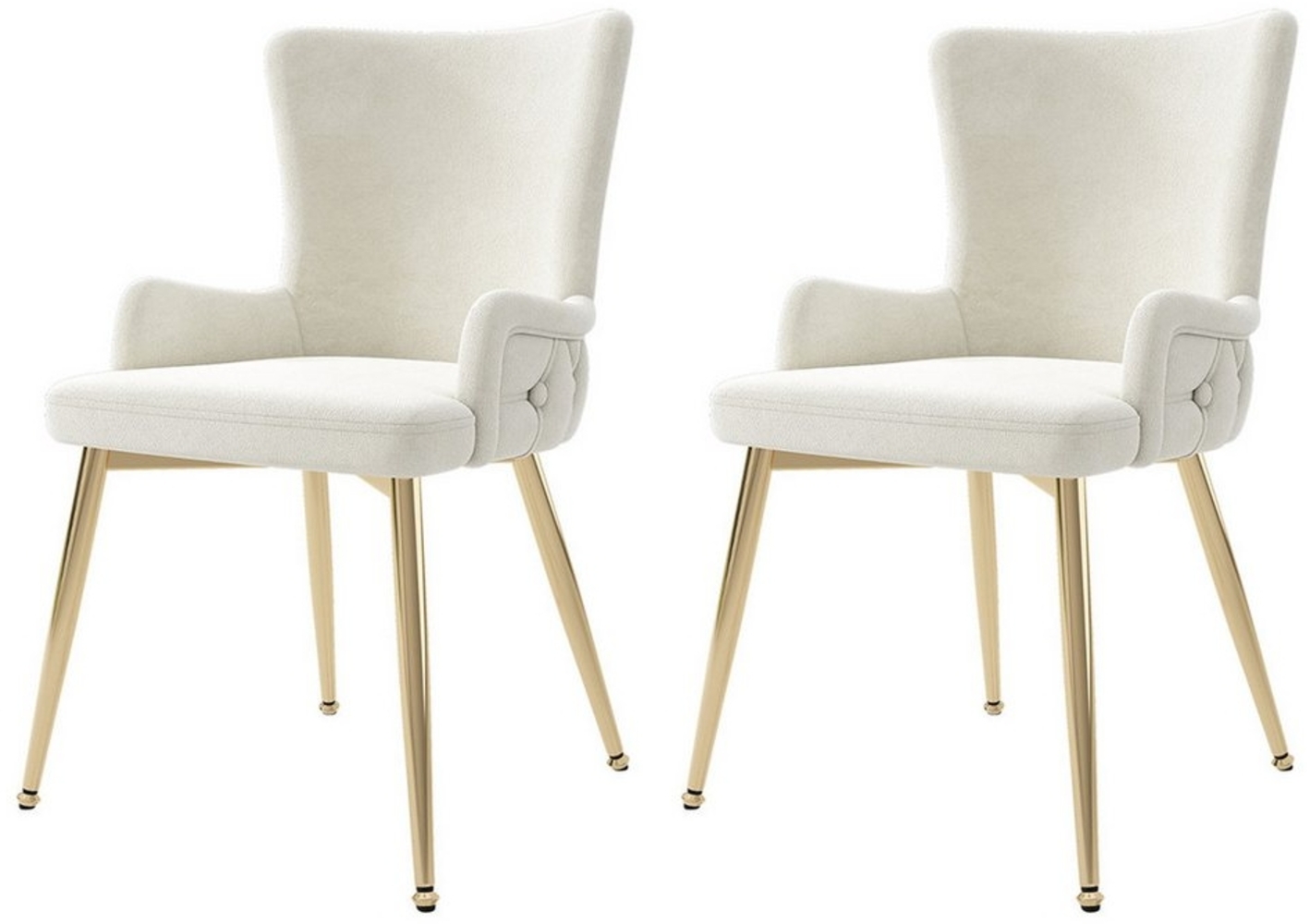 XDeer Esszimmerstuhl 2er-Set Esszimmerstühle mit Vier goldfarbenen Metallstützbeinen, Samtstuhl Küchenstühle Loungesessel für Wohnzimmer Beige Bild 1