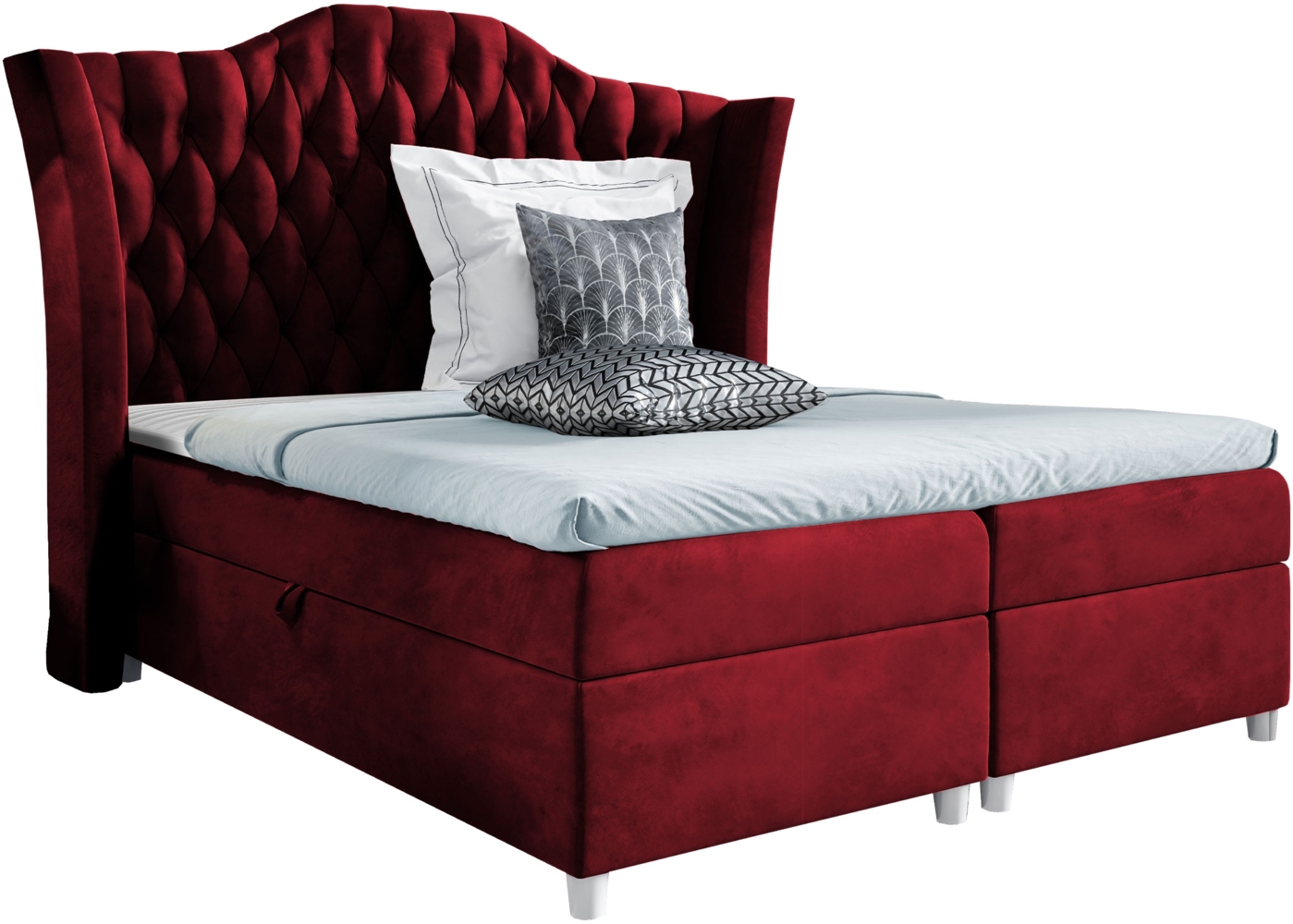 Boxspringbett 'Corigo' rot 120 x 200 cm Bild 1