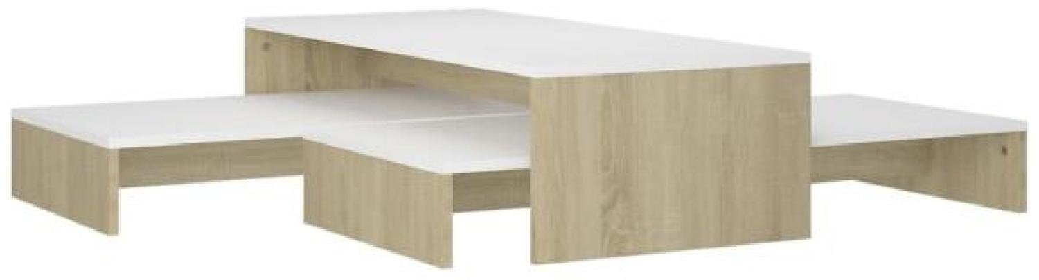 vidaXL Satztisch-Set Weiß und Sonoma-Eiche 100x100x26,5 cm 806800 Bild 1