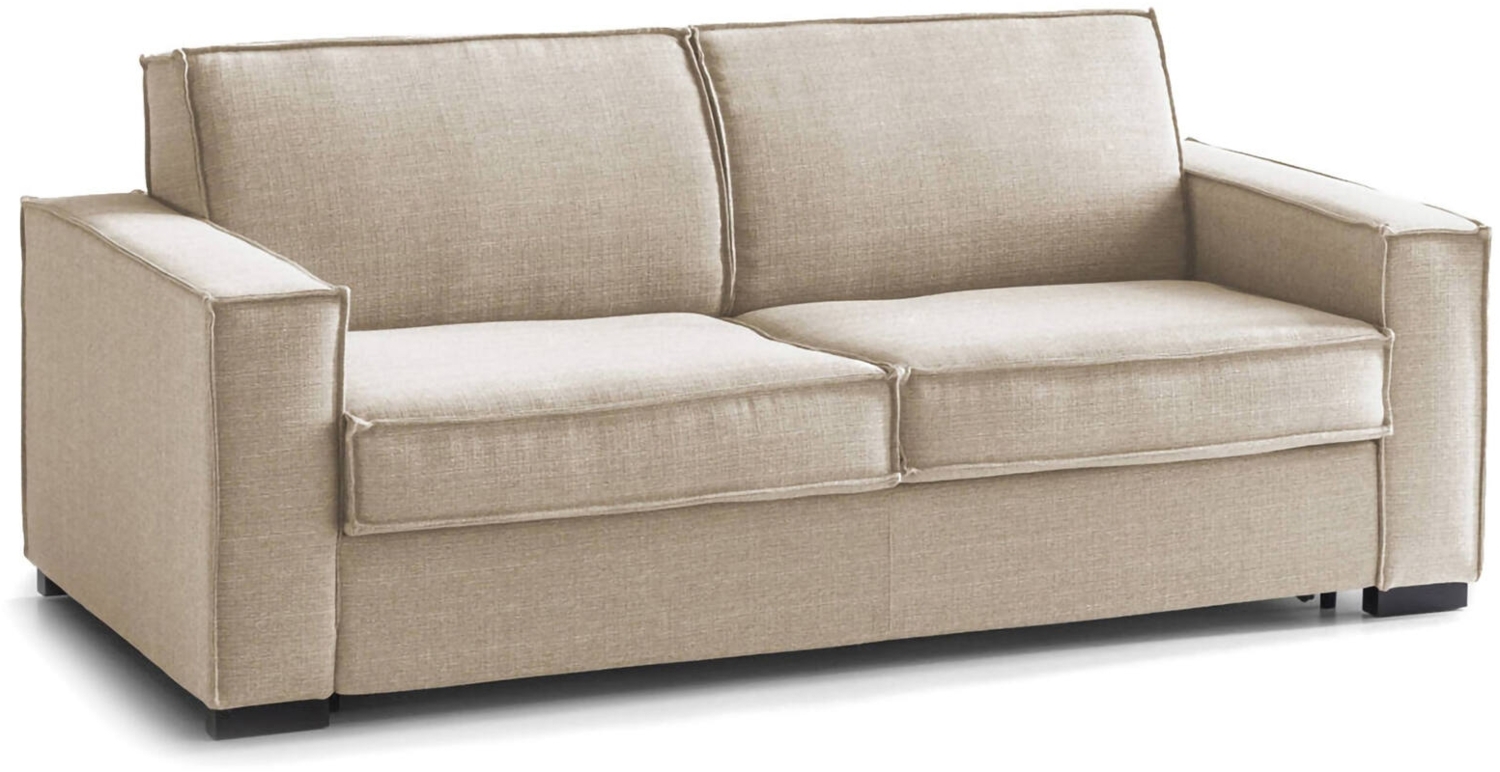 Dmora 2-Sitzer Schlafsofa Alk, Wohnzimmersofa mit drehbarer Öffnung, gepolsterter Stoff mit schmalen Armlehnen, 100 % Made in Italy, 160 x 95 x 90 cm, Beige Bild 1