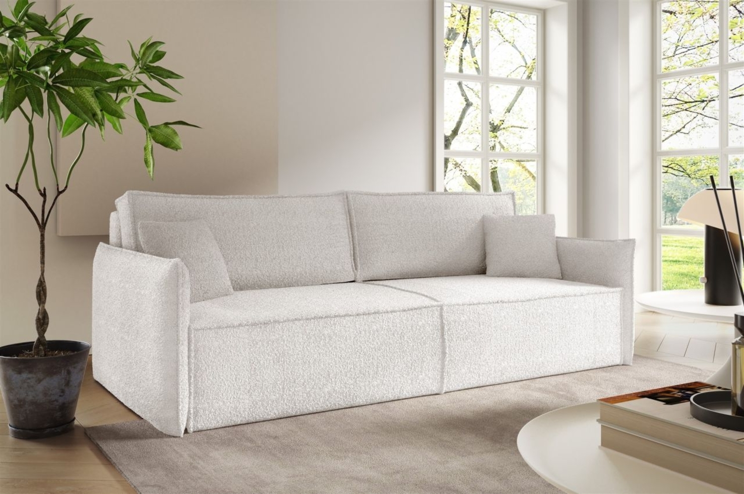 Sofa 3-Sitzer mit Schlaffunktion LAGOS in Stoff Abriamo Creme Bild 1