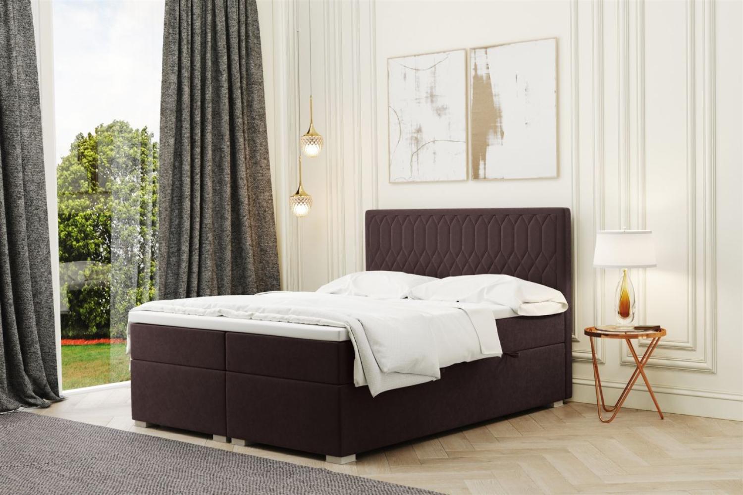 Boxspringbett Schlafzimmerbett DUSTY 120x200cm in Stoff Riviera Dunkelbraun Bild 1