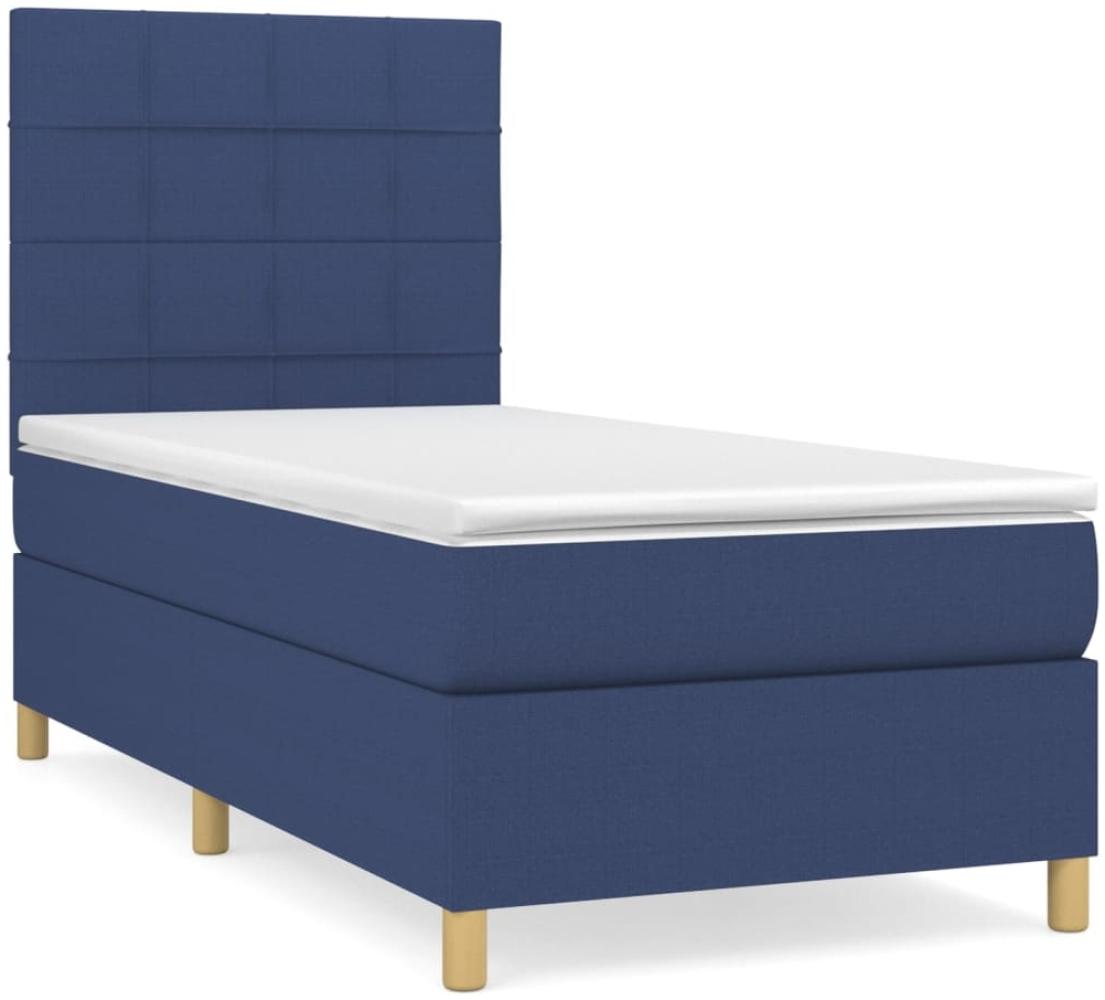 vidaXL Boxspringbett mit Matratze Blau 80x200 cm Stoff 3142295 Bild 1