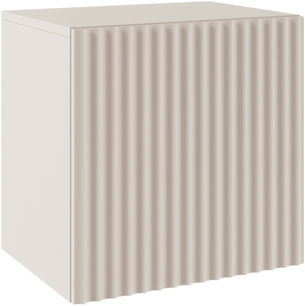 Selsey 'Sunds' Nachttisch mit geriffelter Lamellenfront, 1-türig, Kaschmirbeige, 50 cm Bild 1