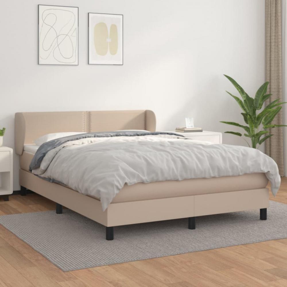 Boxspringbett Matratze Cappuccino-Braun 140x200cm Kunstleder (Farbe: Braun) Bild 1