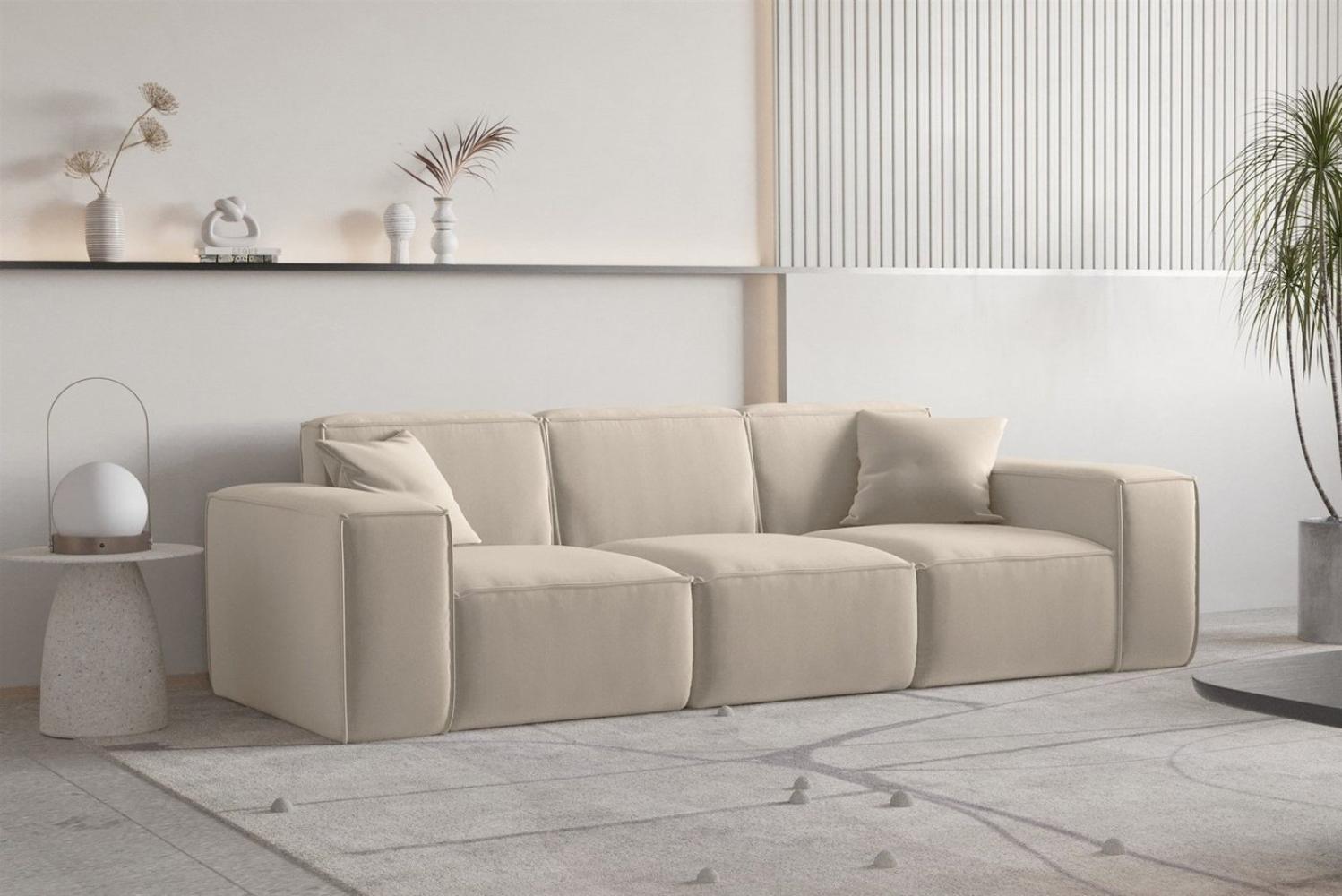 Sofa Designersofa CELES PREMIUM 3-Sitzer in Stoff Opera Velvet Beige Bild 1