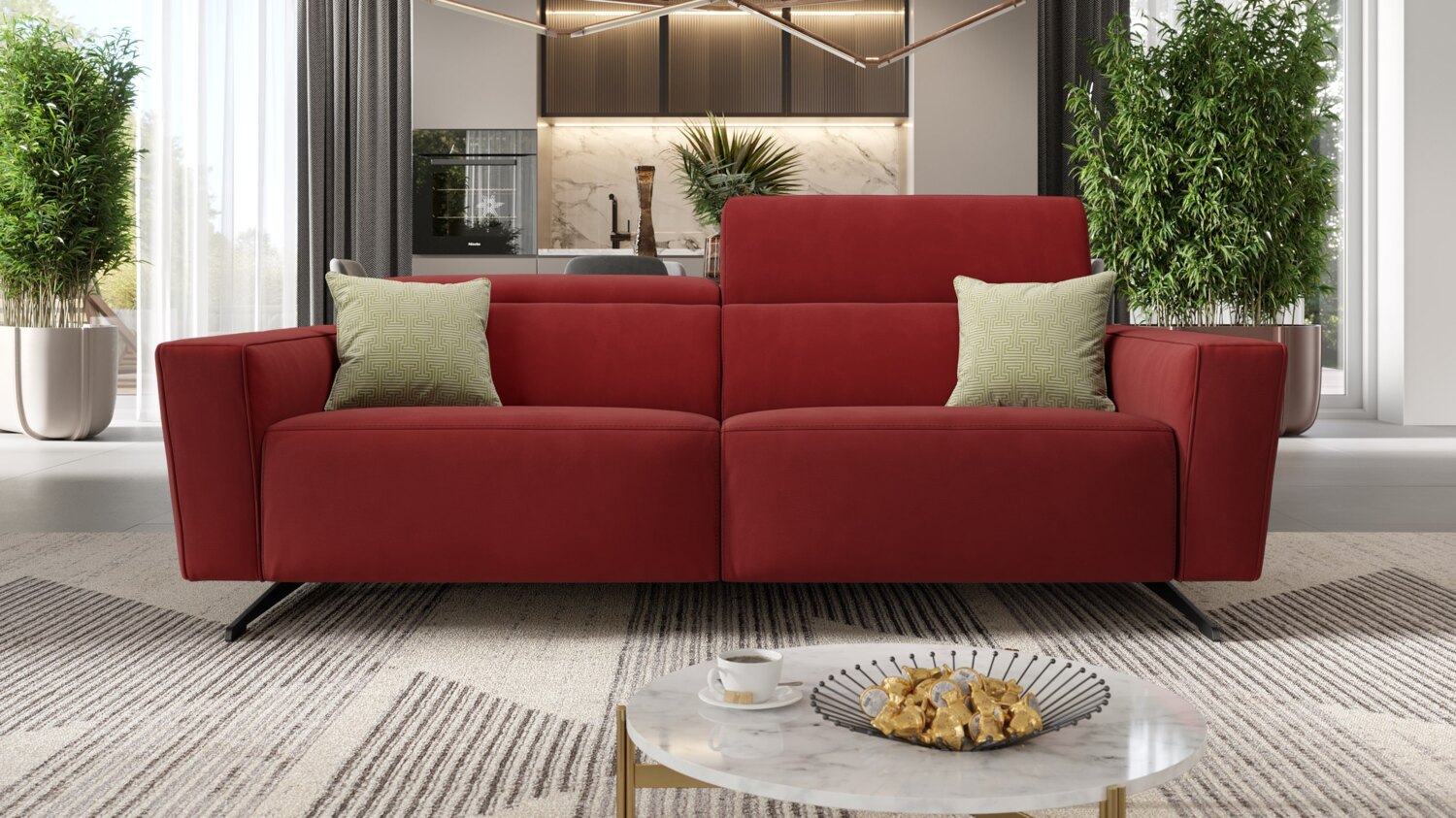 Sofanella 3-Sitzer ALESSO Stoff Sofa Stoffcouch in Lila S: 190 Breite x 108 Tiefe Bild 1